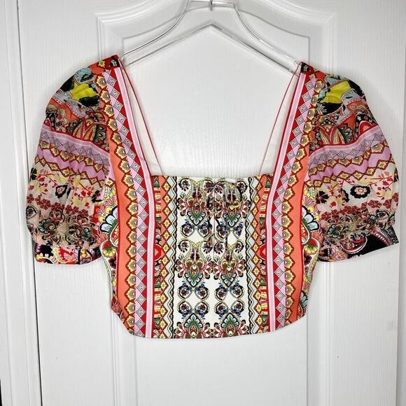 ALICE + OLIVIA MARGARITE TIE-FRONT CROPPED TOP IN PINK Size Small - Picture 3 of 10